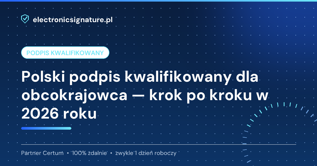 Polski podpis kwalifikowany dla obcokrajowca — krok po kroku w 2026 roku